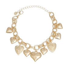 Cargar imagen en el visor de la galería, Charm Bracelet Gold Puffy Heart Chain for Women
