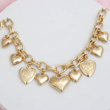 Cargar imagen en el visor de la galería, Charm Bracelet Gold Puffy Heart Chain for Women
