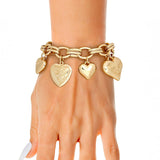 Charm Bracelet Gold Puffy Heart Chain for Women
