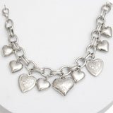Charm Bracelet Silver Puffy Heart Chain for Women