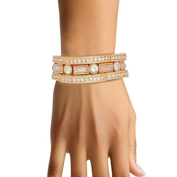 Bracelets Vintage Gold Rhinestone Stretch Set