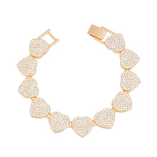 Cargar imagen en el visor de la galería, Chain Bracelet Gold Pave Heart Link for Women
