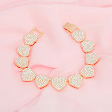 Cargar imagen en el visor de la galería, Chain Bracelet Gold Pave Heart Link for Women
