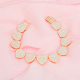 Chain Bracelet Gold Pave Heart Link for Women