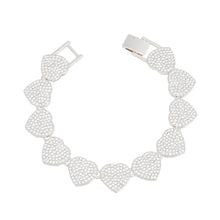 Cargar imagen en el visor de la galería, Chain Bracelet Silver Pave Heart Link for Women
