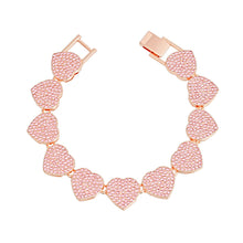 Cargar imagen en el visor de la galería, Chain Bracelet Rose Gold Pave Heart Link for Women
