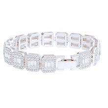 Cargar imagen en el visor de la galería, Chain Bracelet Iced Silver Square Halo Baguette
