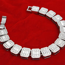 Cargar imagen en el visor de la galería, Chain Bracelet Iced Silver Square Halo Baguette
