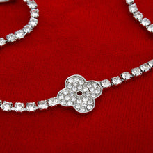 Load image into Gallery viewer, Tennis Bracelet Silver Pave Quatrefoil Clover
