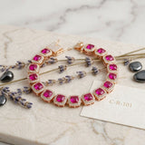 Tennis Pink Cushion Cut Crystal Halo Luxe Bracelet