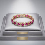 Tennis Pink Cushion Cut Crystal Halo Luxe Bracelet