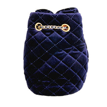 Load image into Gallery viewer, Navy Diamond Velvet Bucket Bag
