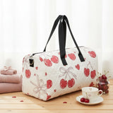 Travel Bag Cream Quilted Red Cherry Duffel