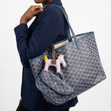 Navy Geometric Chevron Print Tote and Pouch Set