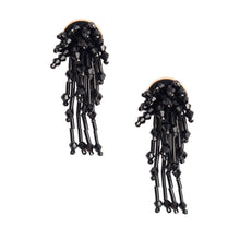 Load image into Gallery viewer, Black Glass Bead Cluster Studs

