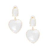 Drop Clear Glass Heart Crystal Gold Earrings Women