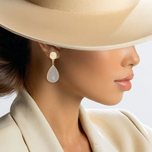 Load image into Gallery viewer, Teardrop Scratched Gold Clear Glass Drop Earrings

