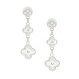 Dangle Silver Graduated Quatrefoil Clover Earrings