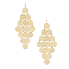 Load image into Gallery viewer, Fish Hook Brushed Gold Coin Dangle Earrings
