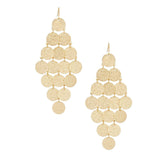 Fish Hook Brushed Gold Coin Dangle Earrings