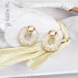 Studs Gold Mesh Rhinestone Earrings for Women