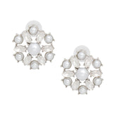 Studs Silver White Pearl Domed Cluster Earrings