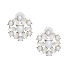 Cargar imagen en el visor de la galería, Studs Silver White Pearl Domed Cluster Earrings
