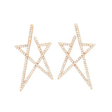 Stud Gold Rhinestone Angled Star Earrings Women