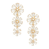Dangle Crystal Petal Flower Gold Earrings Women
