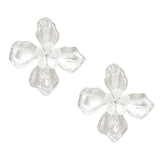 Studs Silver Pearl Layered Petal Flower Earrings