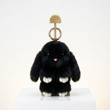 Fluffy Black Plush Bunny Keychain Bag Charm
