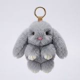 Fluffy Grey Plush Bunny Keychain Bag Charm