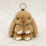 Fluffy Light Brown Plush Bunny Keychain Bag Charm