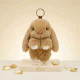 Fluffy Light Brown Plush Bunny Keychain Bag Charm
