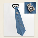 Blue Denim Perfume Chain Necktie Necklace