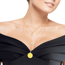 Load image into Gallery viewer, Gold 3 Layer Yellow Smiley Face Necklace Set
