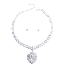 Load image into Gallery viewer, Iced Silver Cuban Chain Lion Necklace
