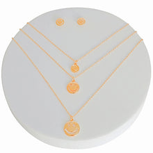 Load image into Gallery viewer, Gold 3 Layer Smiley Cutout Face Necklace Set
