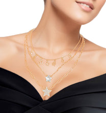 Load image into Gallery viewer, Gold 3 Layer Chain Star Necklace Set
