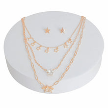 Load image into Gallery viewer, Gold 3 Layer Chain Star Necklace Set
