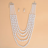 Pearl Long Layered 5 Strand White Necklace Women