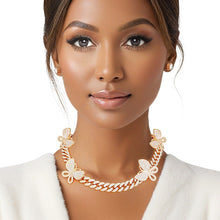 Load image into Gallery viewer, Iced Gold Butterfly Cuban Chain Set
