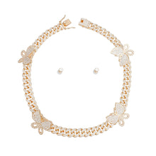 Load image into Gallery viewer, Iced Gold Butterfly Cuban Chain Set

