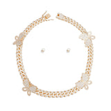 Iced Gold Butterfly Cuban Chain Set