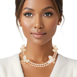 Iced Gold Butterfly Cuban Chain Set