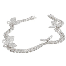 Load image into Gallery viewer, Iced Silver Butterfly Cuban Chain Set

