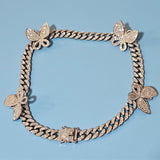 Iced Silver Butterfly Cuban Chain Set