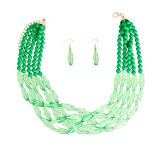 Cargar imagen en el visor de la galería, Green Glass Bead 5 Strand Set
