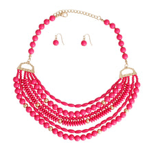 Cargar imagen en el visor de la galería, 6 Layer Fuchsia Bead Necklace
