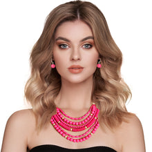 Load image into Gallery viewer, 6 Layer Fuchsia Bead Necklace
